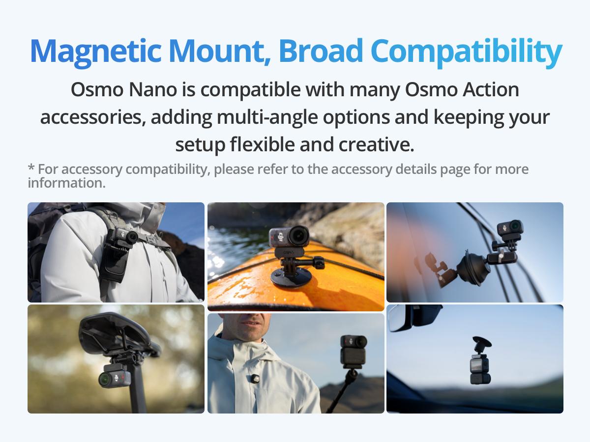 DJI Osmo Nano Standard Combo (128GB) - Small 4K/60fps Vlogging Camera with a 1/1.3″ Sensor, 143° Wide FOV Video, 200-Min Recording, Swift Content Transfer, Magnetic POV Cam 4K for Sports, Vlog
