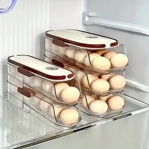 Automatic Egg Rack, Space-Saving Design, Stackable Fridge Organizer, Refrigerator Storage, 1/2/3 Layer Options, Durable PP+pet Material, Perfect for Refrigerator Organization