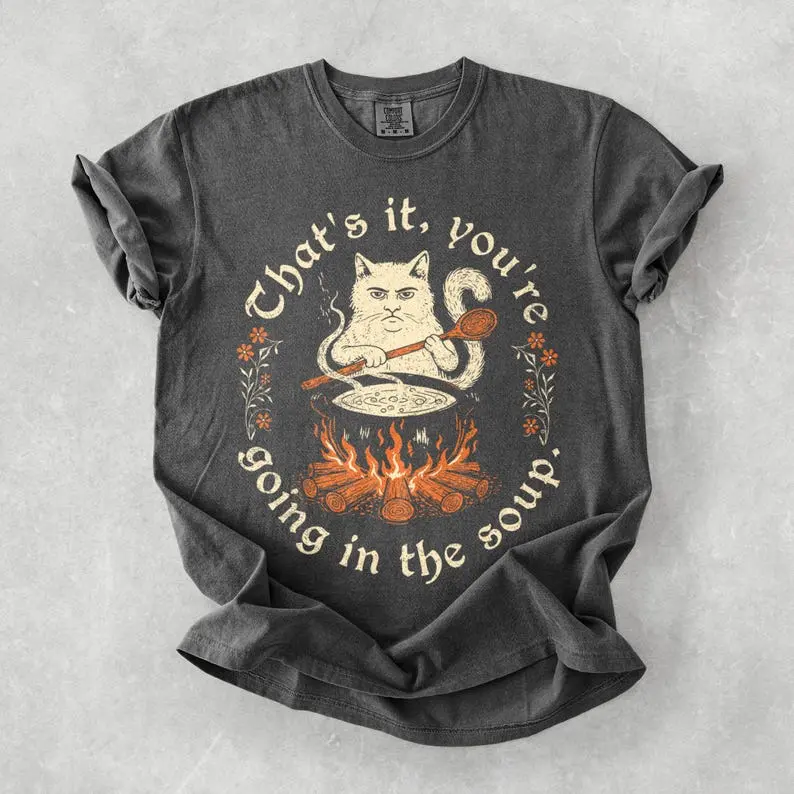 Comfort Colors Weird Medieval Cat TShirt, Meme T-Shirt, Weirdcore Cat TShirt, Funny Witchy Tee, Renaissance Fair Gift, Strange Folk Art Tee
