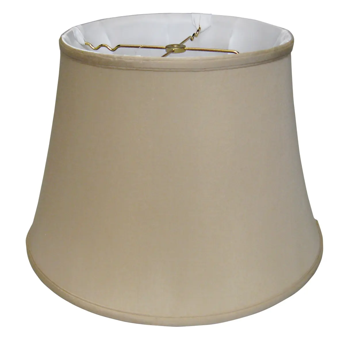 360 Stand 16 in. Greige Sloped Euro Bell Pongee Silk Softback Lampshade, Light Brown Traditional Lighting Accessory, Harp Fitting with Washer, for Living Room Table Lamp, Bedroom & Reading Light, High Quality Fabric, Lights For Bedroom