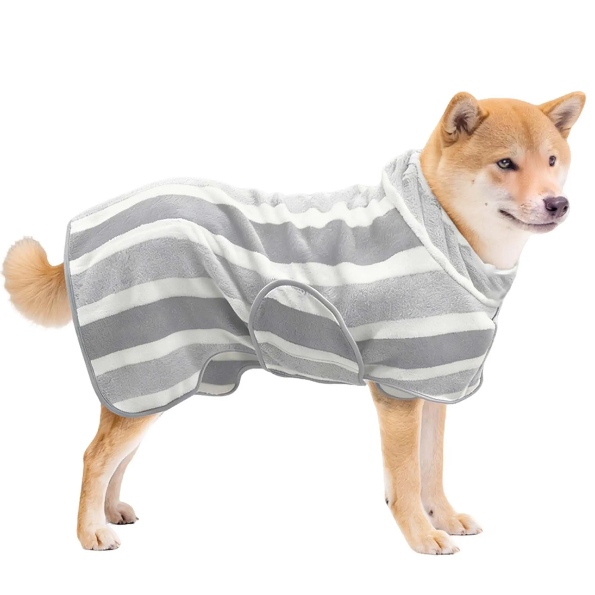 Fleece Pet Bathrobe for Dogs - Quick Dry Towel with Adjustable Belly Band, Soft and Absorbent Fabric, Buttons or Fastened Closure, Clean, Machine Washable, Manual Grooming Bath Accessory