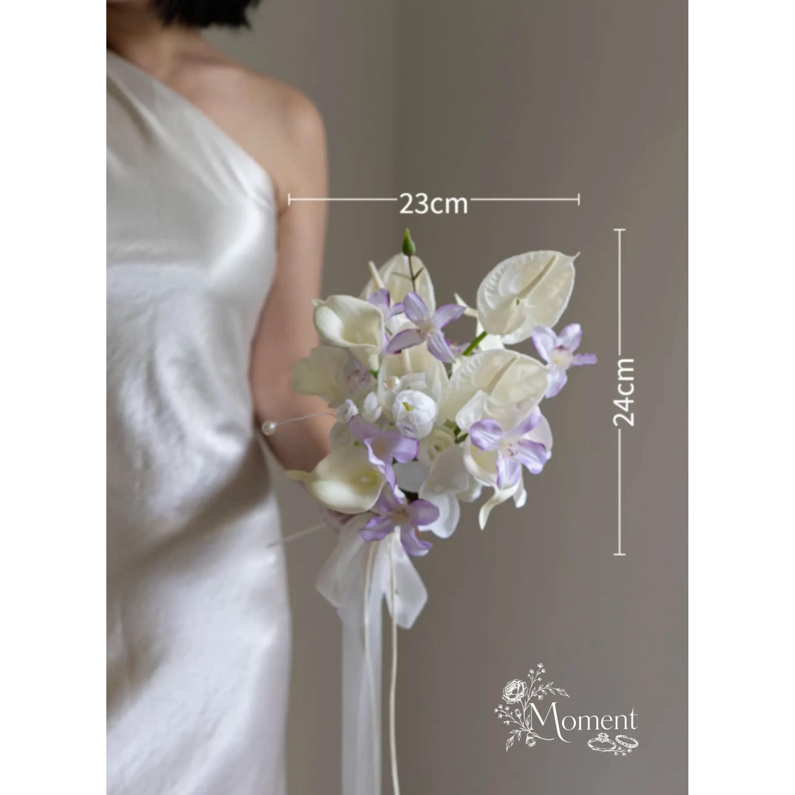 Taro Bloom Bridal Bouquet | Soft Purple Cascade Wedding Arrangement