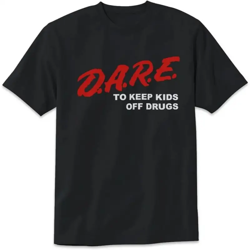 Dare Retro D.A.R.E. T-Shirt 90s Vintage Style Design Tee - Short Sleeve Unisex Fashionable Comfortable Great for Gifts