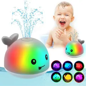 Glowing Sensory Water Spray Whale Toy, Automatic Shut off When Left Dry, Unisex Bath Shower Toy for Babies and Kids, Includes Screwdriver Tool
