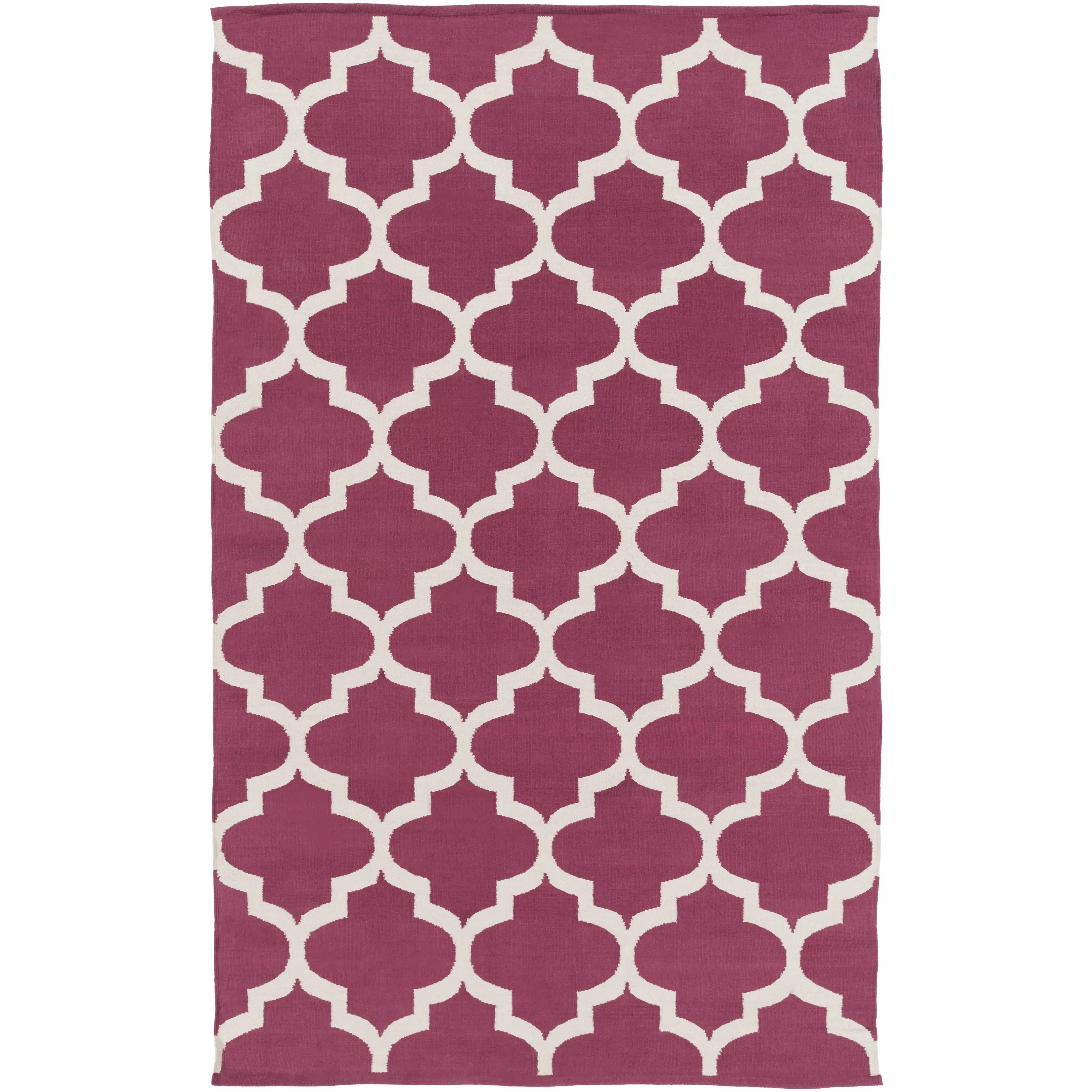 Muskogee Hand-Woven Magenta Lattice Decorative Area Rug, Clearance Floor Rug, Decorative Rug