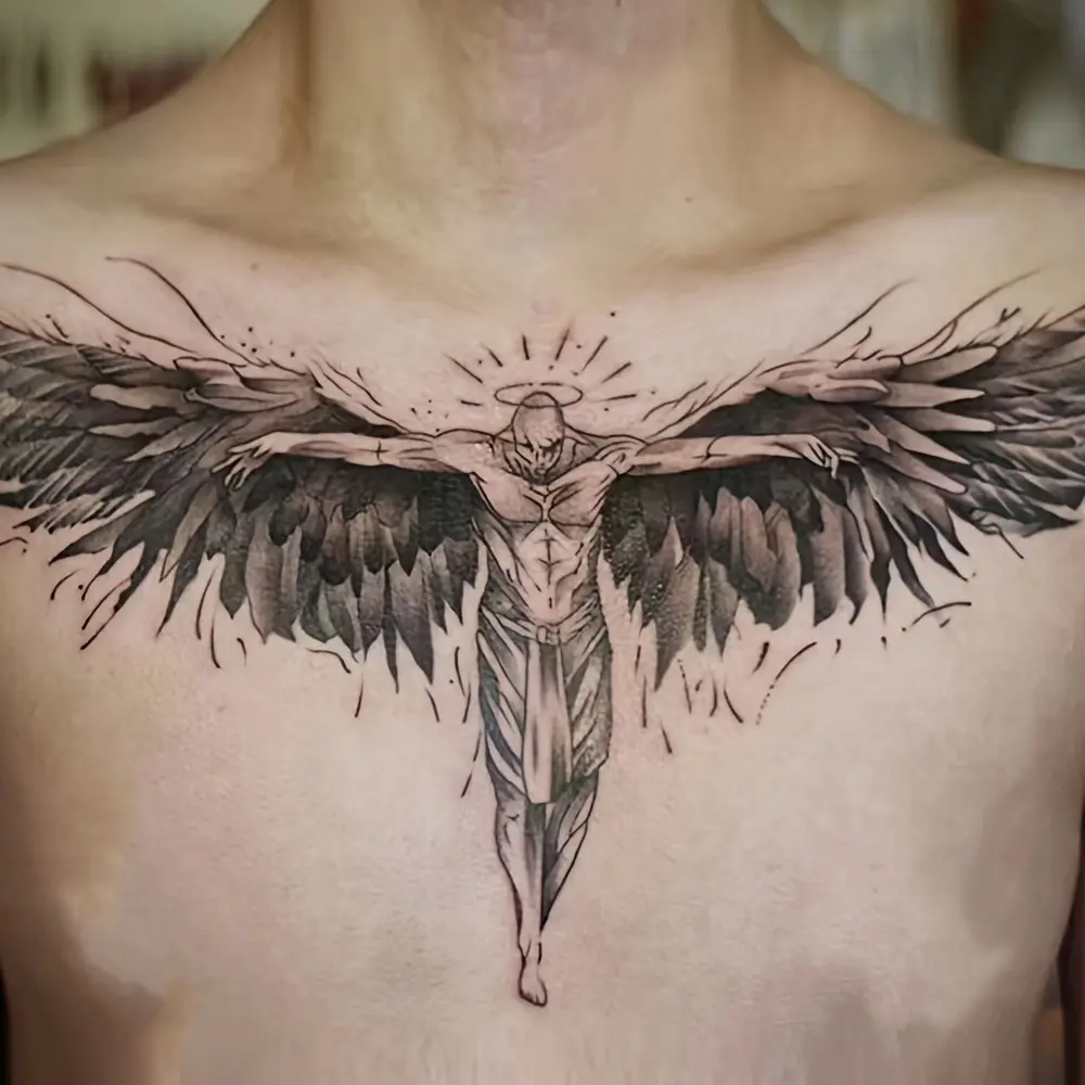 6 Large Herbal Tattoo Stickers, Containing 1 One Angel Elements and 5 Random Styles, Lasting for 7-15 Days, Waterproof and Anti-Friction, Realistic Effect, Suitable for People Who Don't Want Tattoo Pain