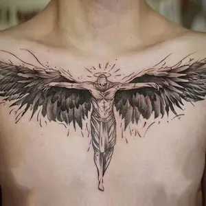 6 Large Herbal Tattoo Stickers, Including 1 Angel Element and 5 Random Styles, Lasts 7-15 Days, Waterproof and Anti-Friction, Realistic Effect, Suitable for Those Who Don't Want Tattoo Pain