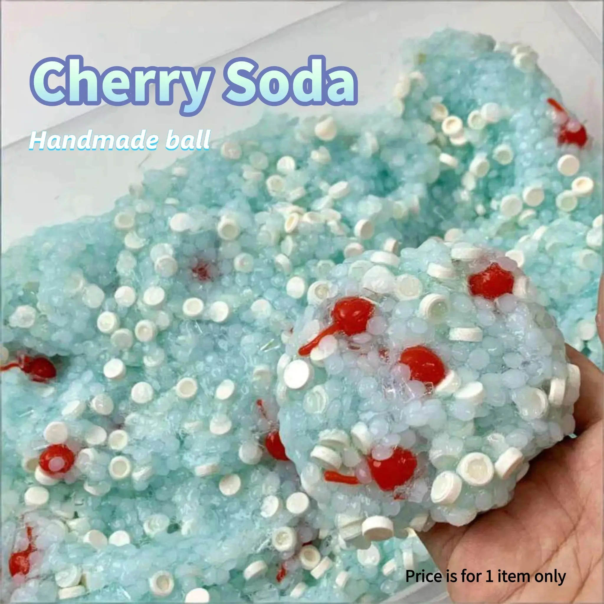 Cherry Soda Handmade Ball, Fun Asmr Stress Relief Squishy Toy, Unique Squeezing Toy, Crafted with Care, Perfect Gift, Aesthetic and Textured