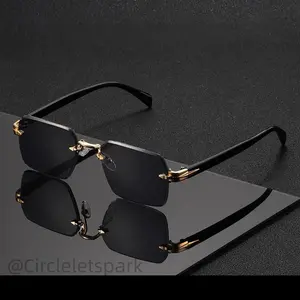 Vintage Rimless Rectangle Sunglasses Retro Fashion Shades for Women and Men Trendy Luxury Style Casual Modern Eyewear Suitable for Daily Wear Travel Shopping and Outdoor Casual Activities