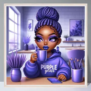 Purple Wear 5D Diamond Arts Colorful Painting Kit without Frame, 1 Set DIY Decorative Art Picture for Beginner, Wall Art Decor for Home Living Room & Bedroom