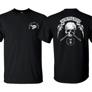 Unisex Memento Mori Graphic Short-Sleeve Tee &Soft Classic Round Neck Ribbed Tops, Casual Army Military Tactical Wear graphic tees