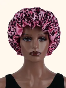 Women's Leopard Print Lace Trim Satin Sleep Cap, Hair Care Cap, Soft Comfortable Hair Wrap Sleeping Hat, Protects Hair Health, Stylish Nightcap, Multistyle Wrapcap