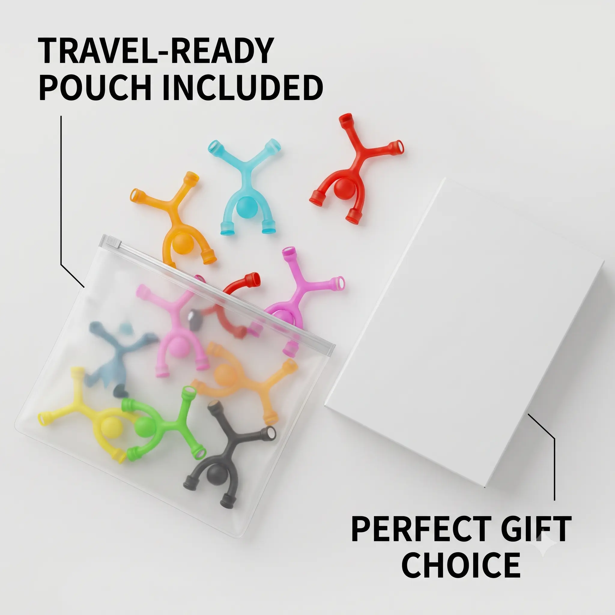 10Pcs Magnetic Fidget Figures - 1-Piece Silicone Design, Safe Non-Drop Magnets, Quiet Travel Toy, ADHD Anxiety Relief, Fine Motor Skills Boost, Neurodivergent Kids/Boys/Girls Gift, Classroom Rewards (Ages 3+)