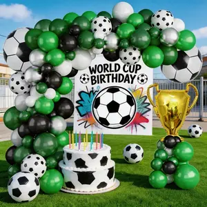 115pcs Football Theme Balloon Arch Set, 18 Inch Soccer Cup Foil Balloons, Championship Event Decor, Birthday Party, Bachelor Party, 2026 World Cup, Balloon Party Supplies
