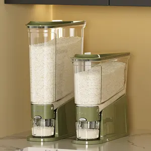 Rice Dispenser 22lb, Slim Rice Storage Container for Small Spaces, BPA-Free Clear Dry Food Dispenser Sealed Moisture-Proof, Grains & Cereals Storage Bucket for Kitchen Pantry Home Use
