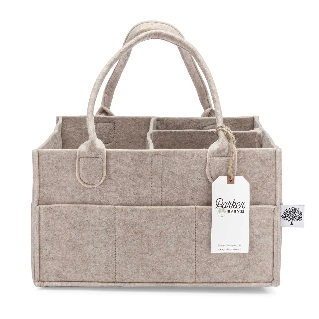 Parker Baby Co. Felt Diaper Caddy - Portable Nursery Organizer with Removable Insert - 8 Pockets