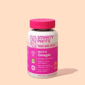 SmartyPants Teen Girl Plus Multi & Omegas Multivitamin with 21 Daily Nutrients Including Vitamins C D3 B12 A Biotin & Folate for Healthy Growth and Development