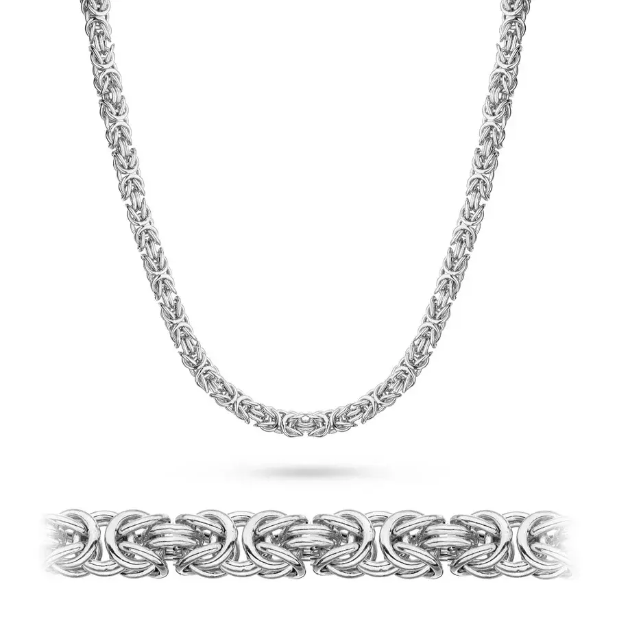 Solid Diamond-Cut Byzantine Chain Necklace: Italian-style, braided design, fashionable necklace for men and women—the perfect gift for wives, mothers, and children, and a special present suitable for any occasion.