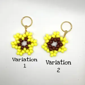 Kandi beaded sunflower keychains woman key bag accessory