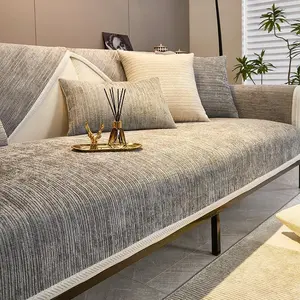 Fun Fuzzy Couch Covers for Sofa,Simple Striped Anti-Scratch Couch Cover,Sofa Covers Washable for Sectional Sofa,Light gray-28"x70"
