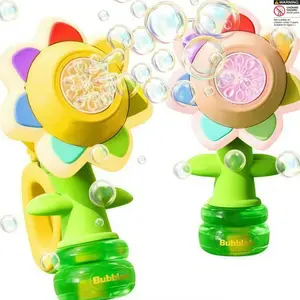 Electric Seven-Color Rechargeable Bubble Machine Summer Toy, Handheld Bubble Maker, LED Lights, Suitable for 3-12 Years Outdoor Parties