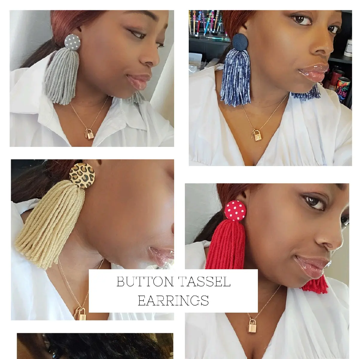 Button Tassel Earrings with Fabric Buttons and Colorful Tassels for Fashion Accessory and Costume Jewelry & Accessories advent earrings hijab creative trendy earring ear jewelry non tarnish handmade earring earring jewelry