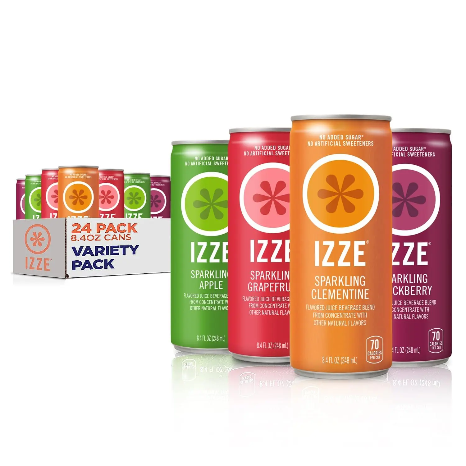 Izze Sparkling Juice 8.4 Fl Oz 24 Pack Real Fruit Juice Sparkling Water No Added Sugar Non GMO Caffeine Free 70 CaloriesIzze Sparkling Juice 8.4 Fl Oz 24 Pack Real Fruit Juice Sparkling Water No Added Sugar Non GMO Caffeine Free 70 Calories