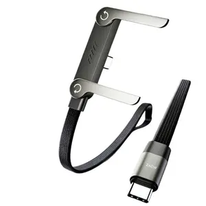 Type-C Charger Cable, 240W Super Fast Charging 2-in-1 Charging Cord & Phone Holder for Gaming, Office-Invisible Stand