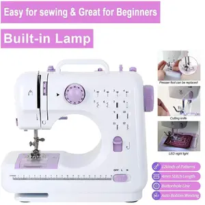 Portable Electric Sewing Machine, 12 Built-In Stitches, Lightweight Easy to Carry, Foot Pedal & Button Switch, Dual Modes, Ideal for Beginners DIY Crafting Mending Home Use & Holiday Gifts