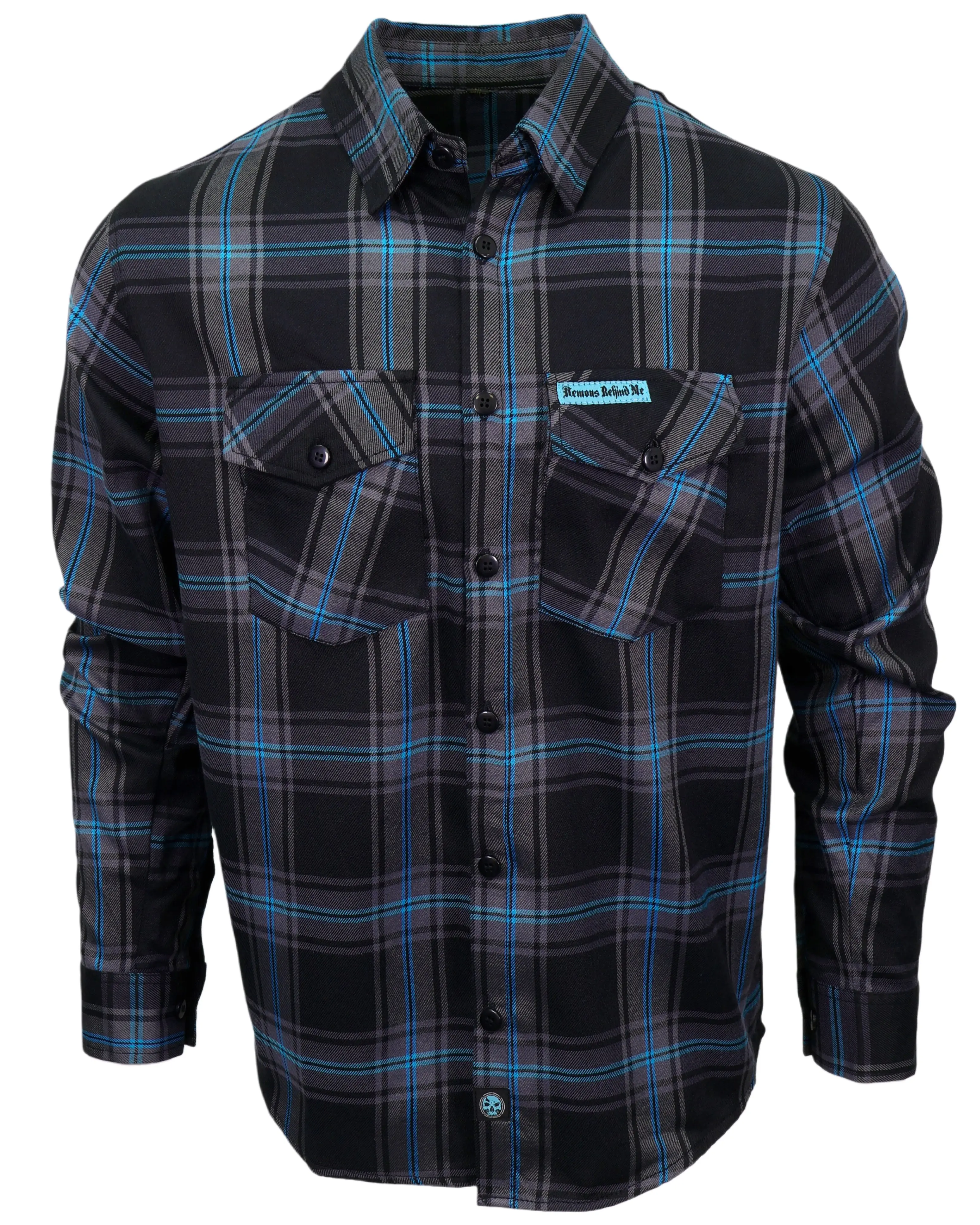 The "Redemption" Flannel - Teal, Black & Gray (Hidden Snap Collar) The "Redemption" Flannel - Teal, Black & Gray (Hidden Snap Collar)