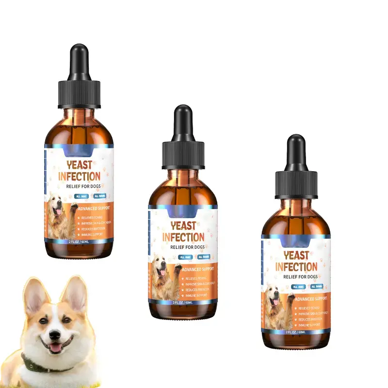 3PCS Dog Ear & Skin Relief Drops, Yeast Infection Treatment for Dogs – Bacon Flavor 60ml | Soothes Itching, Supports Healthy Ears & Skin, Allergy Relief for Puppies & Dogs