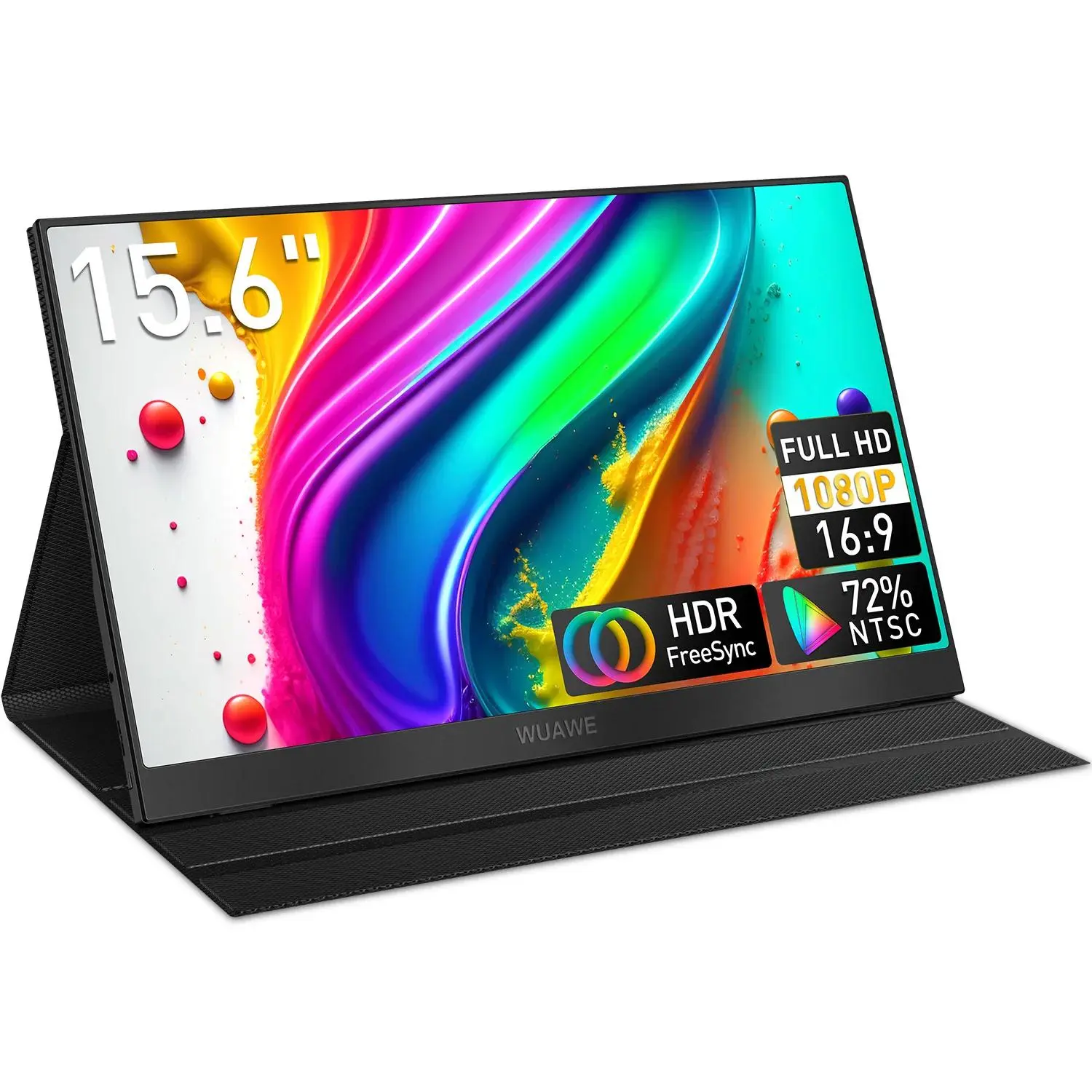 15.6 Inch Portable Monitor for Laptop, 1080P 72 NTSC 100 Srgb USB C HDMI Travel External Second Computer Screen with HDR WUAWE