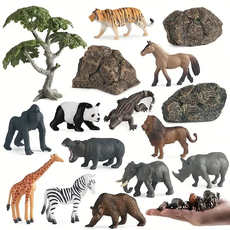 Animal Model Toy, Miniature Farm/Wild Animal Action Figures Set, Plastic Animals Figures, Lion, Tiger, Sheep, Dog Models, Perfect Educational Toy, Holiday Gift, Toyset