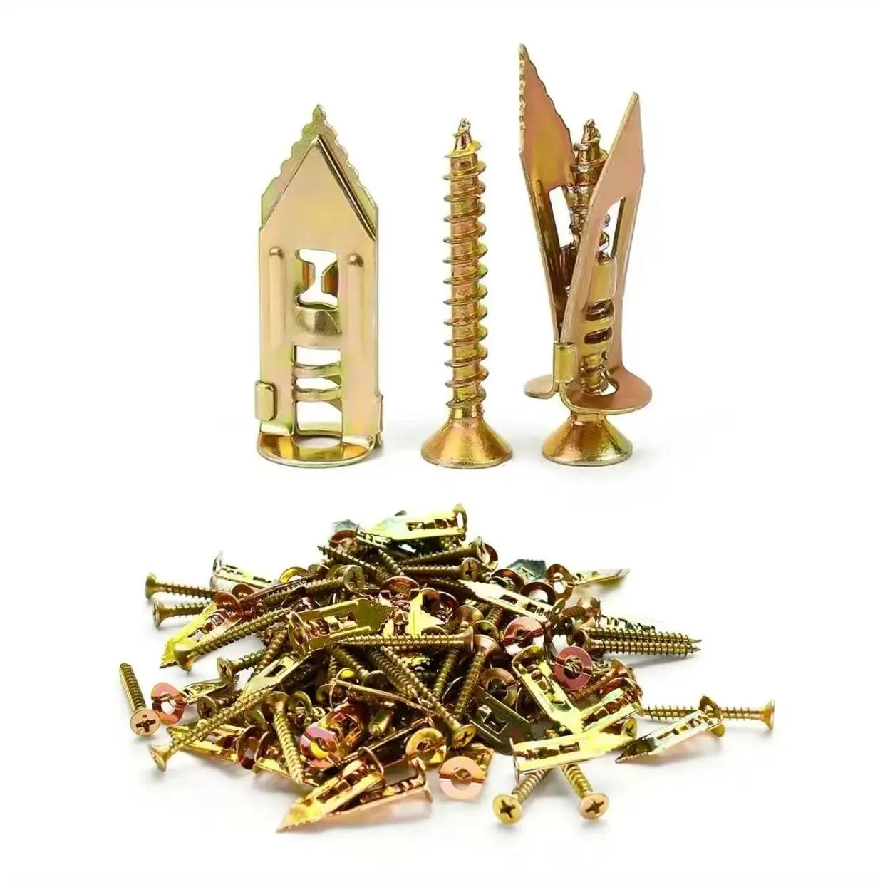 80PCS Self-Drilling Drywall Anchor Kit with 12x30mm Screws - No Drilling Required, Holds Up to 66 lbs, Galvanized Fasteners, Adjustable Hook & Bracket - Ideal for Curtain Fixing & Item Hanging/Organizing, Adjustable Bracket