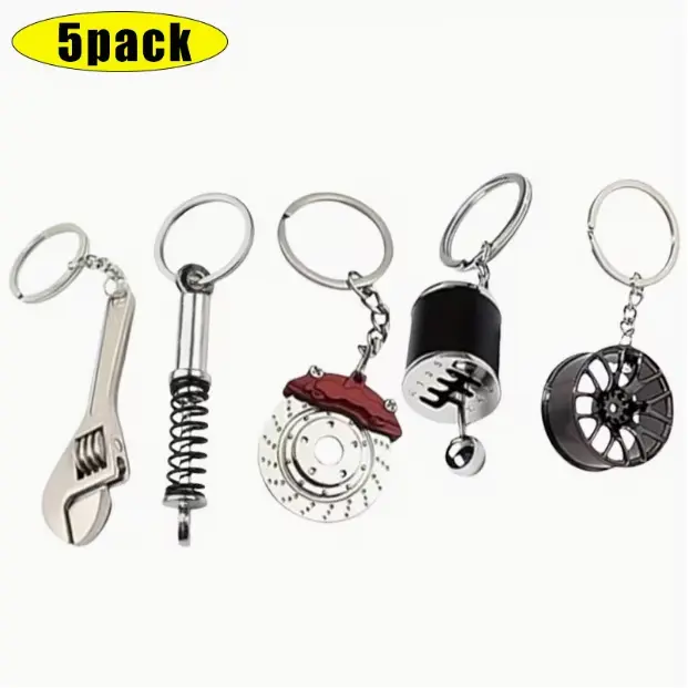 5 pack Creative Gear Key Chain, Car Modification Key Chain, Gearbox Keychain, Gear Head Pendant, Cool Car Gear Shifter Keychain Car Key Accessories