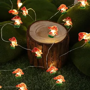 Cute Mushroom Shaped LED String Light, Atmosphere String Light, Battery Required Decorative Hanging Light For Home Party Wedding (Without Battery)