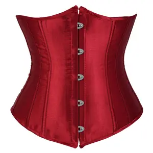 Women's Underwear Corset Top Satin Underbust Corset Bustier Waist Training Cincher Plus Size Corsets Halloween Gothic Party Outfit 7055-D2
