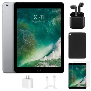 Refurbished iPad 7th Gen A2200 (WiFi + Cellular Unlocked)-Acceptable Condition with Case, Wireless Earbuds,Tempered Glass Screen Protector 1 Year Warranty