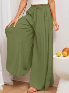 New Spring Summer Casual Drawstring Wide Leg Loose Fashion Versatile Long Pants for Women, Comfortable and Stylish Everyday Wear