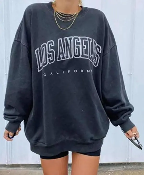Women's Oversized Sweatshirt Los Angeles California Crewneck Long Sleeve Casual Loose Pullover Tops Comfort Fit