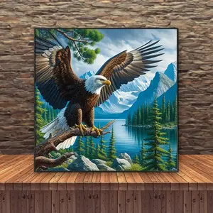 Eagle Wings Diamond Painting Kit, 5D DIY Mosaic Art Tool, Diamond Art Tools for Beginners, Full Round Rhinestones Wall Decor Gift for Home