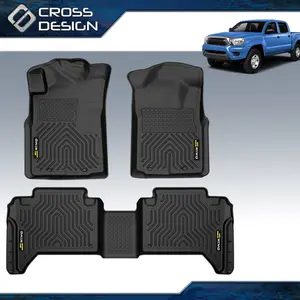 CROSSDESIGN All-Weather Waterproof Car Floor Mats - Anti-Slip Liners for 2005-2011 Toyota Tacoma Double Cab Trucks, Car Accessory, Auto Interior Part, Car Floor Mats All Weather