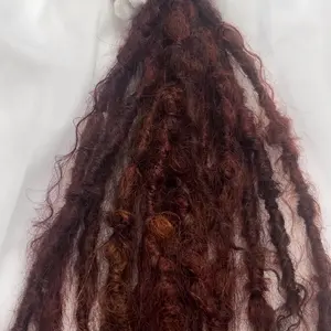 Cherry Ginger Loc Extensions Temporary 20 Inch Handmade Synthetic 20 Locs Per Bundle Semi Full Coverage