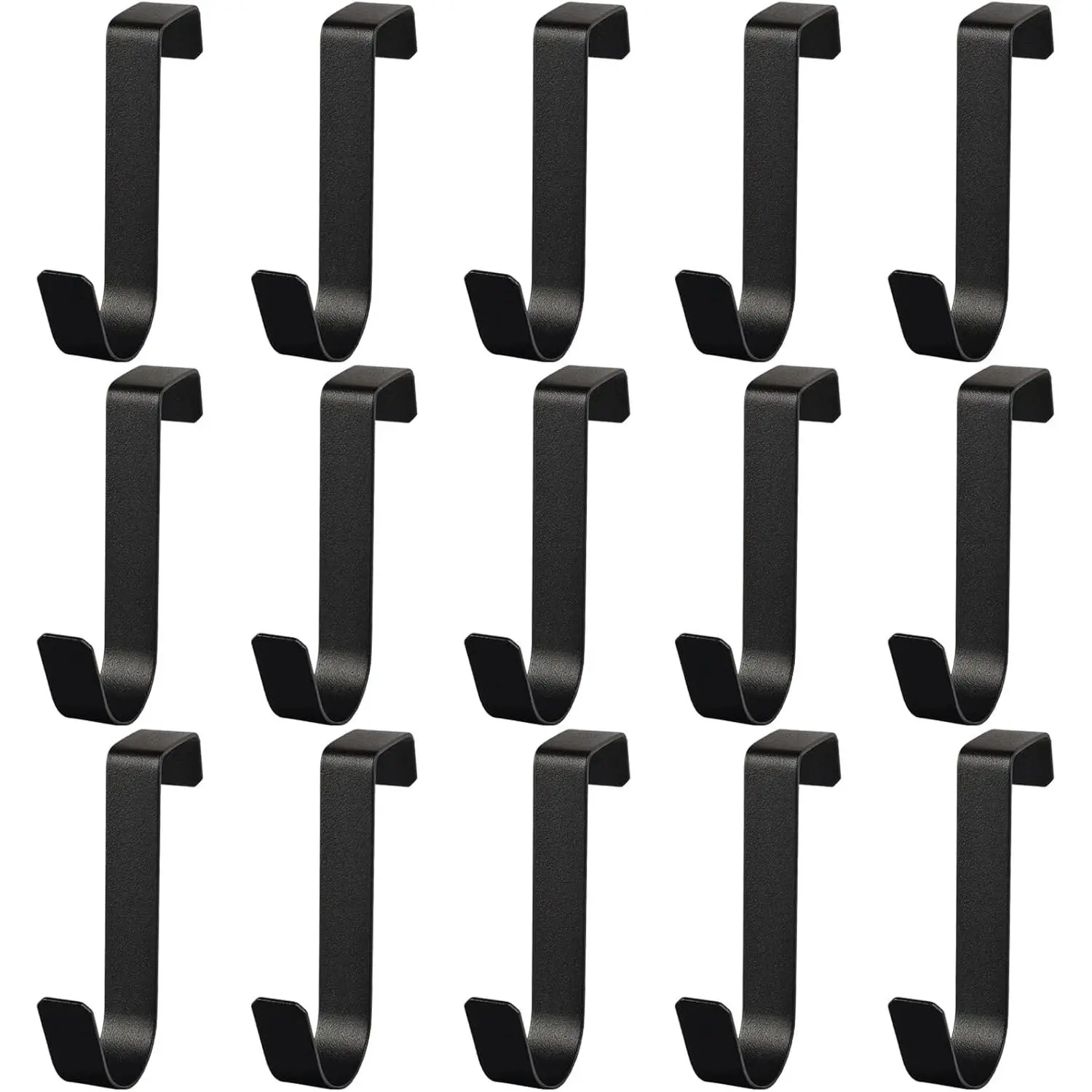 15 Pack Over The Cabinet Door Hooks, Cabinet Drawer Organizer, Metal Cabinet Hooks for Hanging Stocking Clothes Towels (Black)