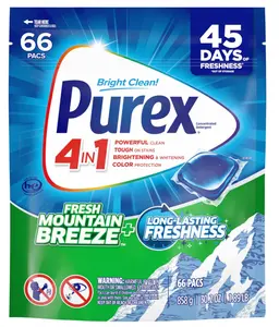 Purex 4-in-1 Laundry Detergent Pacs, Fresh Mountain Breeze, 66 Pacs