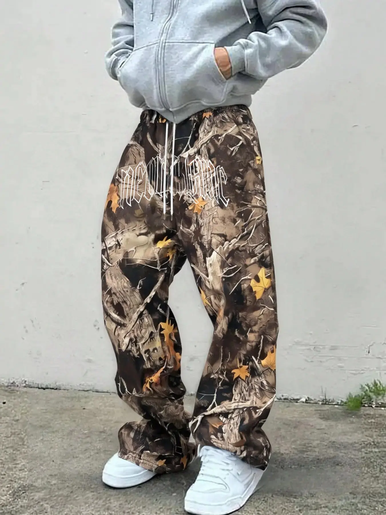 Men's Casual Leaf Camo Pants, Loose-Fit Drawstring Waistband, All-Season Comfortable Fabric, Perfect for Daily Wear & Outdoor Activities