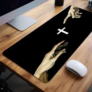 Creative Gesture & Cross Finger Pattern Extended Mouse Pad, Rectangle Gaming Keyboard Mouse Pads, Keyboard Pad, Work Desktop Accessories, Extended Mousepad