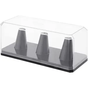 Pioneer Plastics Plastic 3 Replica Ring Display Case with Base, 6.125" W x 2.625" D x 2.25" H