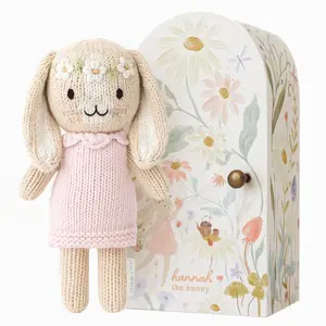 cuddle+kind Tiny Hannay the bunny (blush) 6" hand-knit doll - 1 doll = 10 meals, fair trade, heirloom quality, handcrafted in Peru, 100% cotton yarn