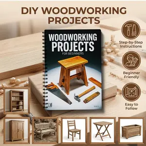 Beginner Woodworking Project Plans, Step-By-Step DIY Blueprints, Templates with Sizes, Practical and Beautiful Wooden Crafts, Wood Design